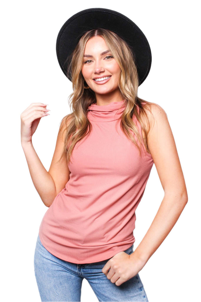 Women's Sleeveless Ribbed Turtleneck