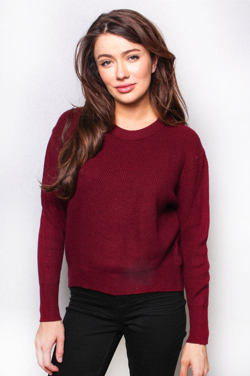 Women's Long Sleeve Solid Knit Sweater