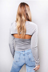 Women's Sleeveless Plain Top with Long Sleeve Blazer