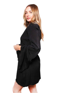 Women's Long Sleeve Deep V Neck Crochet Back Dress