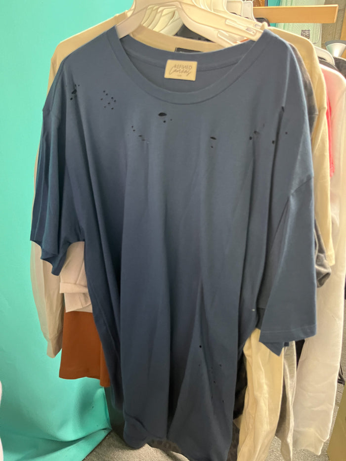 Women's Elbow Sleeve Round Neck Solid Top with Holes