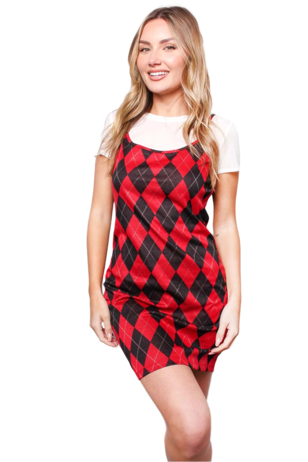 Women's Sleeveless Printed Dress with Short Sleeve Mesh Top