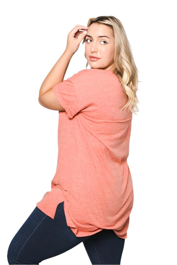 Women's Plus Size Round Neck Short Rollup Sleeve Tunic Shirt with "Together Mother Daughter Forever" Print