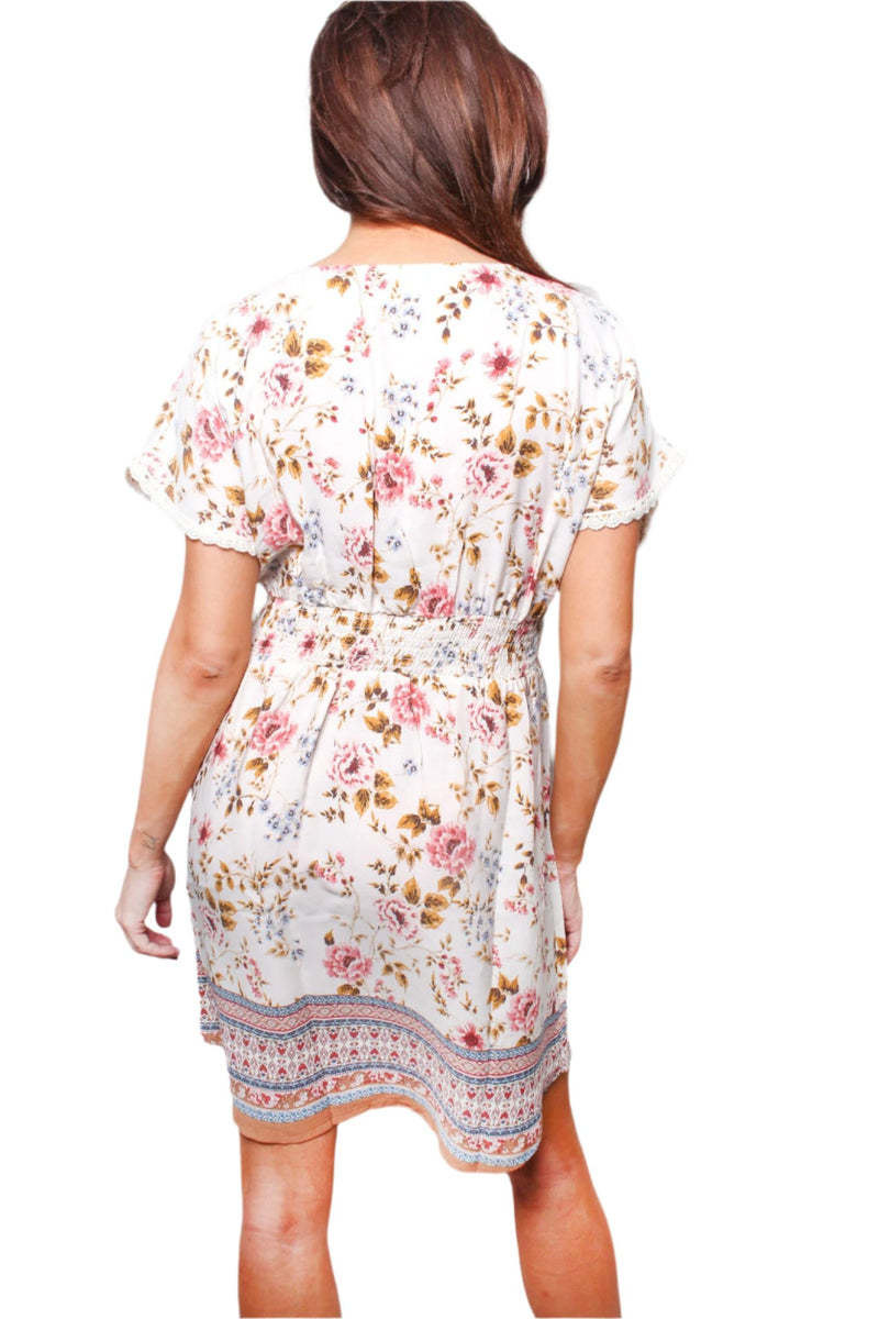 Women's Floral Print Short Sleeve Mini Dress