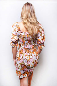 Women's Tie Front Side Slit Floral Skirt