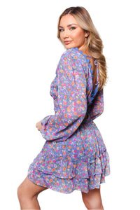Women's Long Sleeve Lace V Neck Floral Crop Top