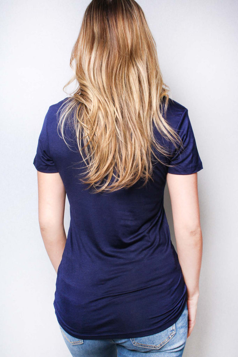 Women's Short Sleeve V Neck Solid Top