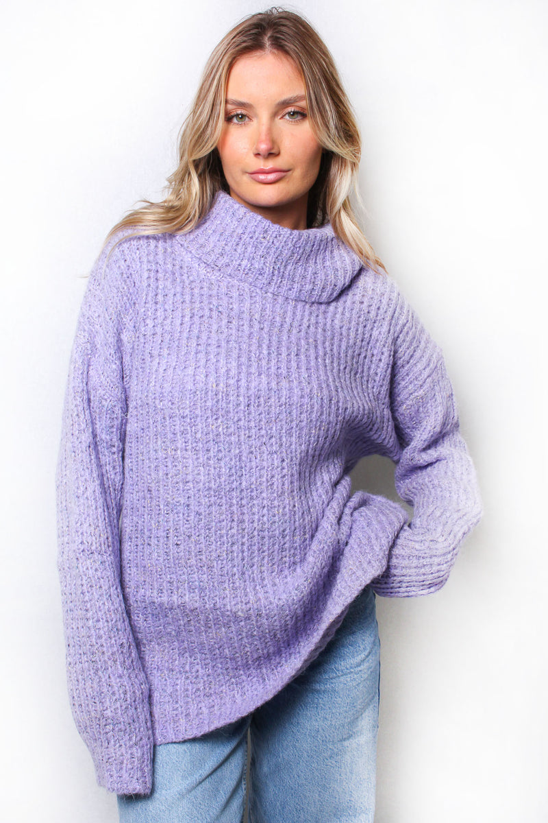 Women's Turtleneck Long Sleeves Ribbed Knit Sweater