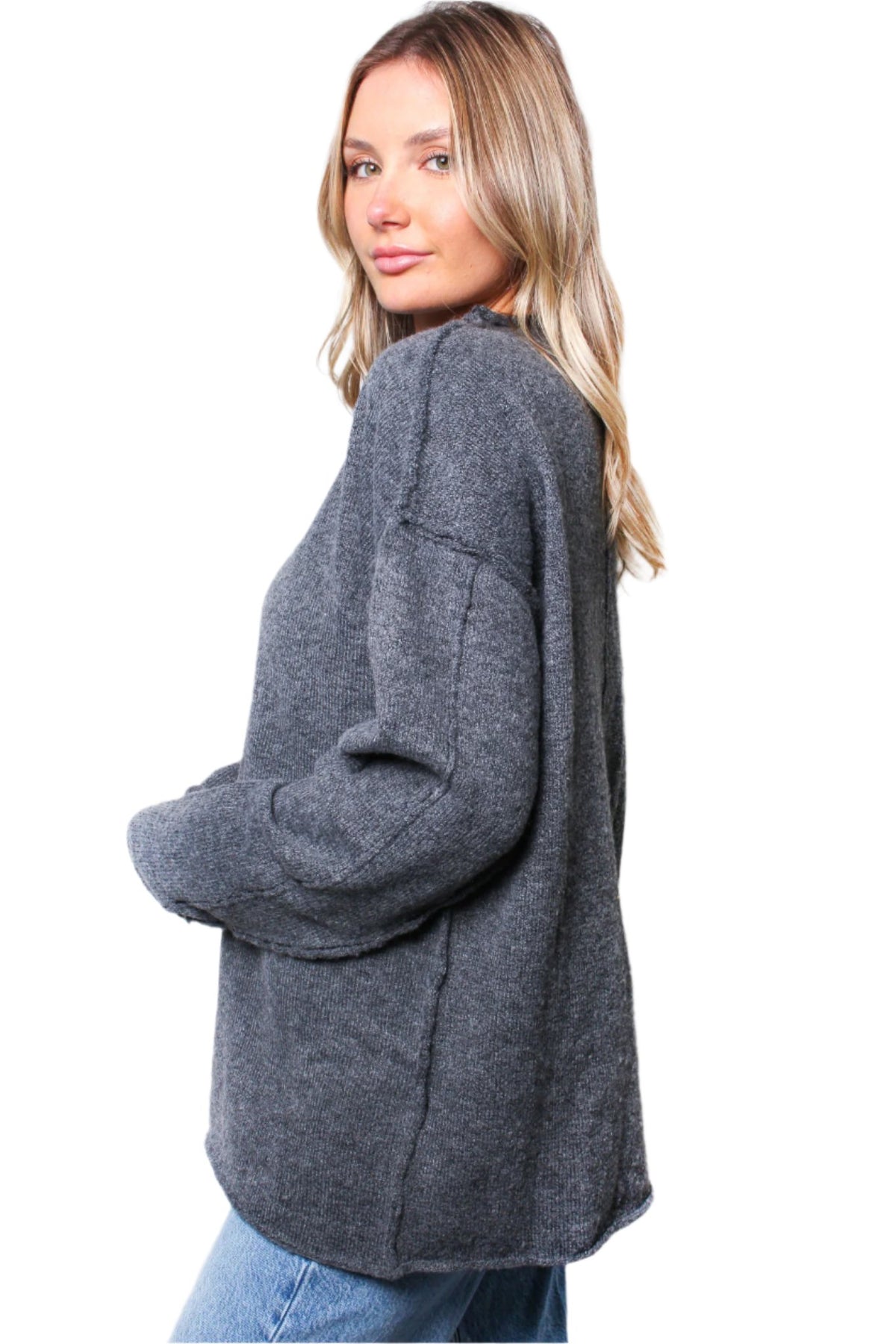 Women's Inverted Long Sleeves Knit Sweater