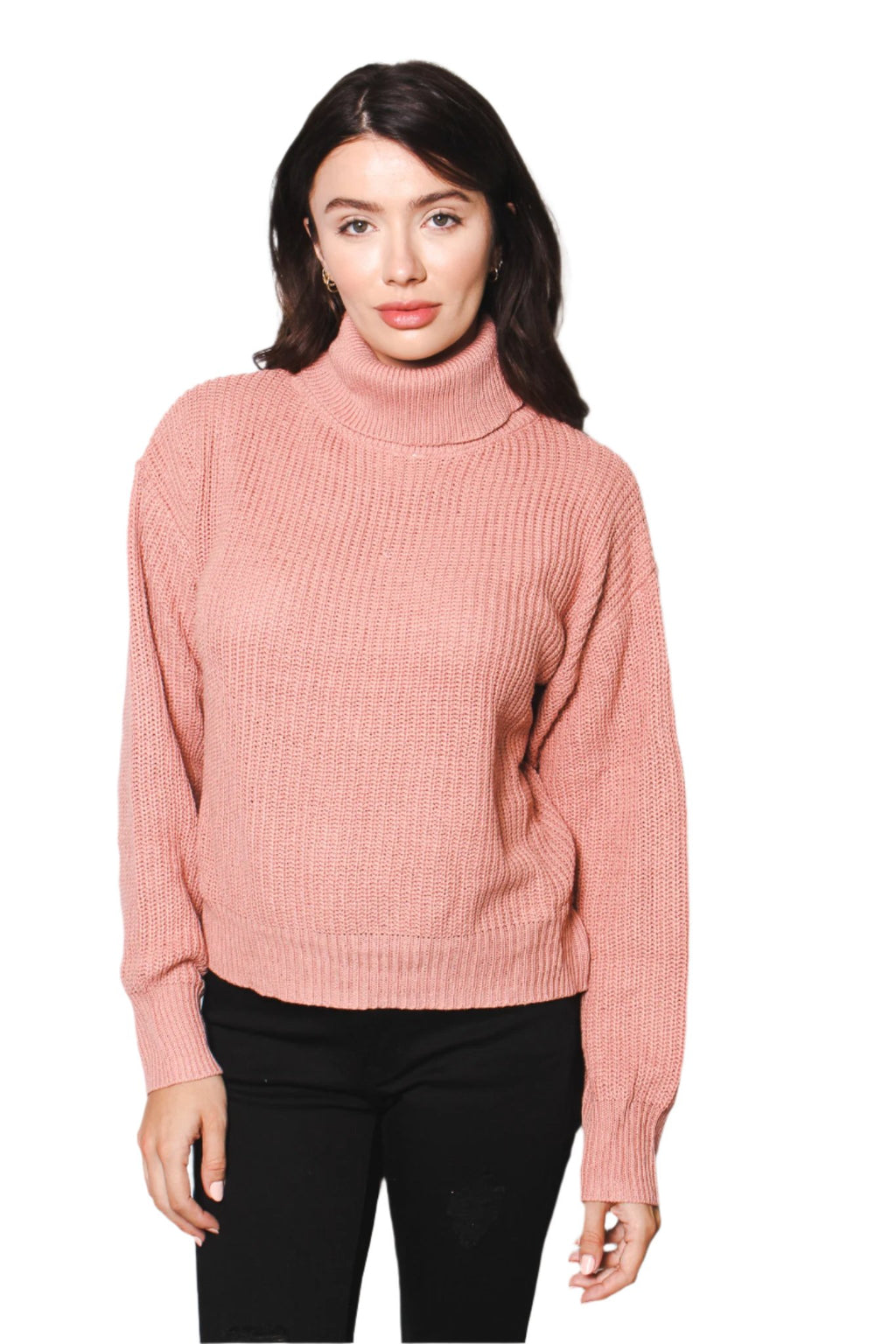 Women's Oversized Turtleneck Long Sleeve Low-Gauge Sweater