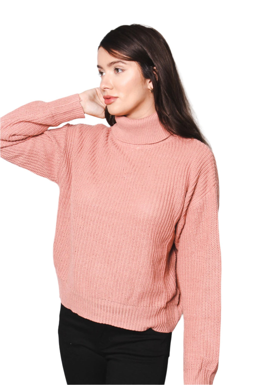 Women's Oversized Turtleneck Long Sleeve Low-Gauge Sweater