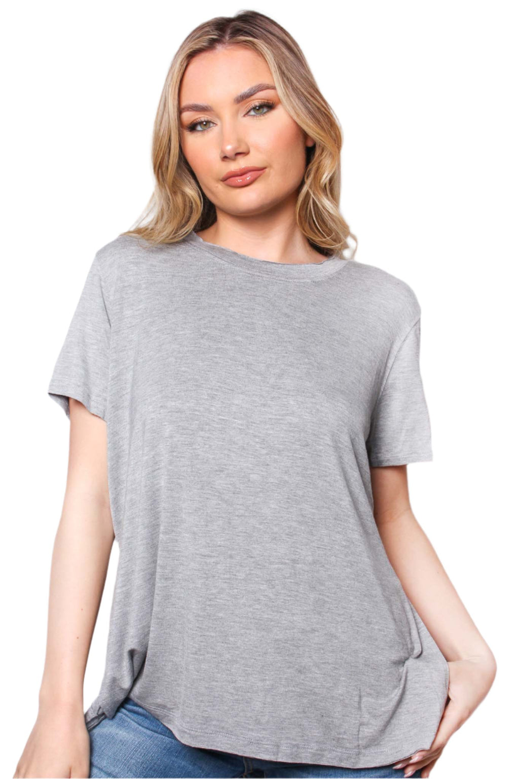 Women's Short Sleeve Round Neck Side Slit Top