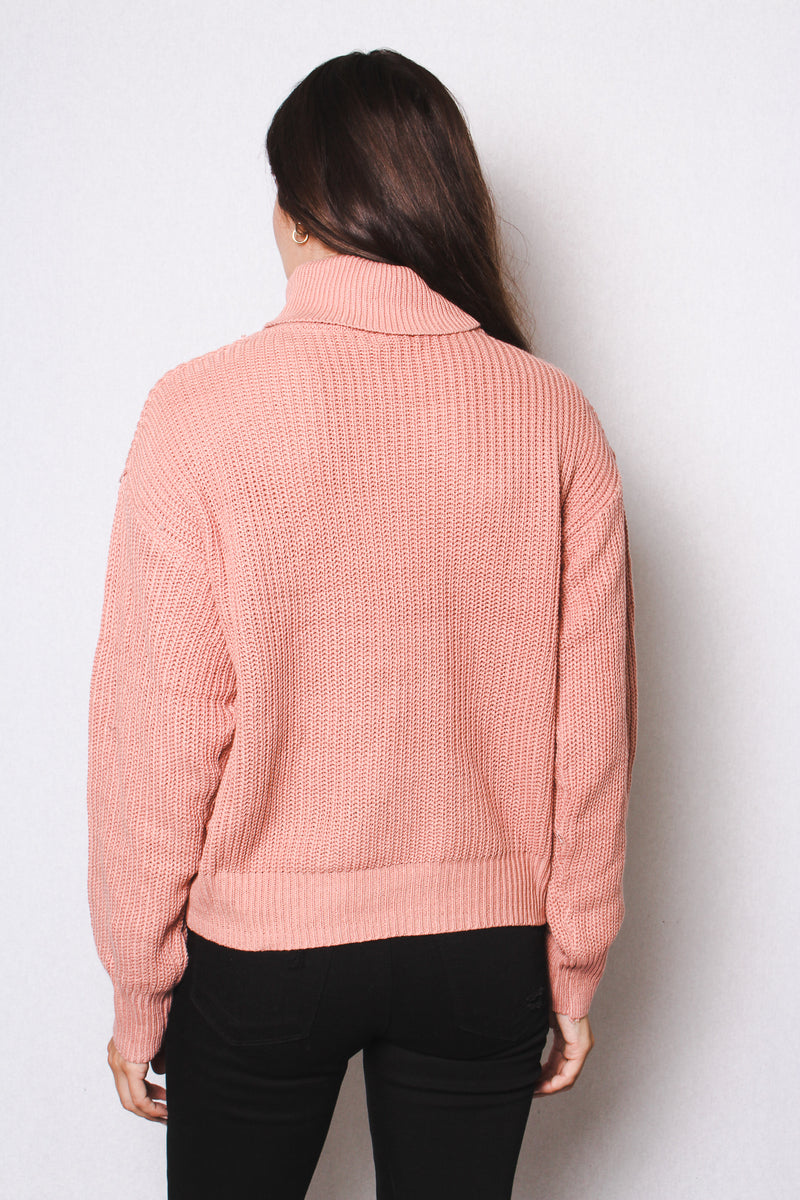 Women's Oversized Turtleneck Long Sleeve Low-Gauge Sweater