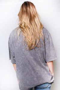 Women's Elbow Sleeve Round Neck Washed Top