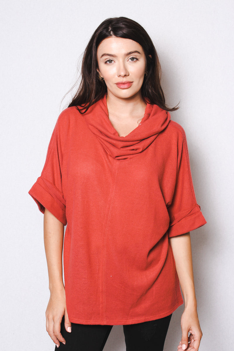 Women's Loose Turtleneck 3/4 Sleeve Sweater
