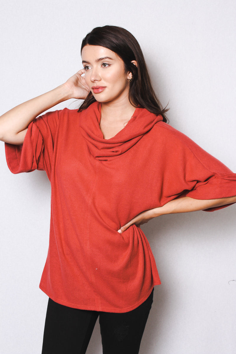 Women's Loose Turtleneck 3/4 Sleeve Sweater