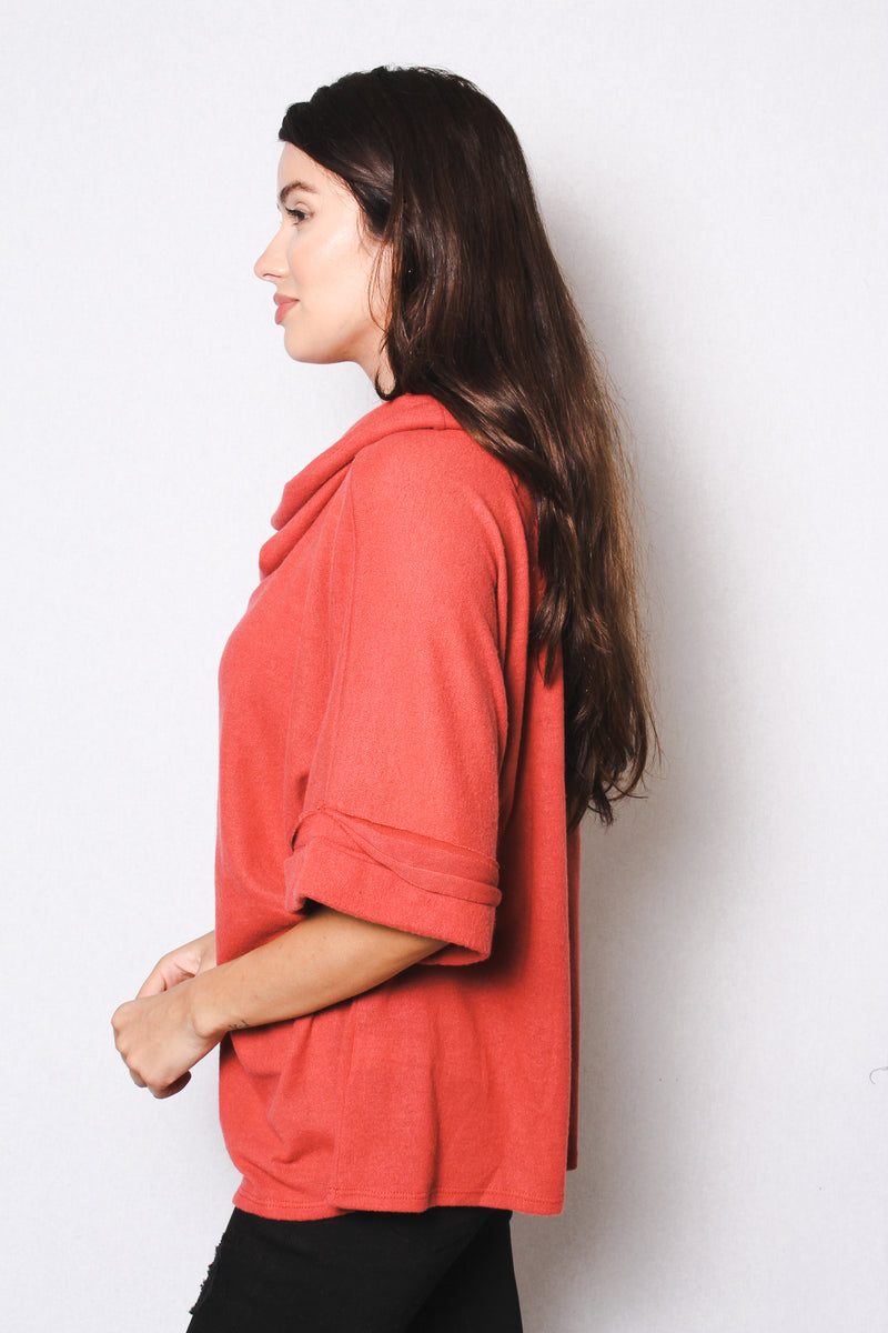Women's Loose Turtleneck 3/4 Sleeve Sweater
