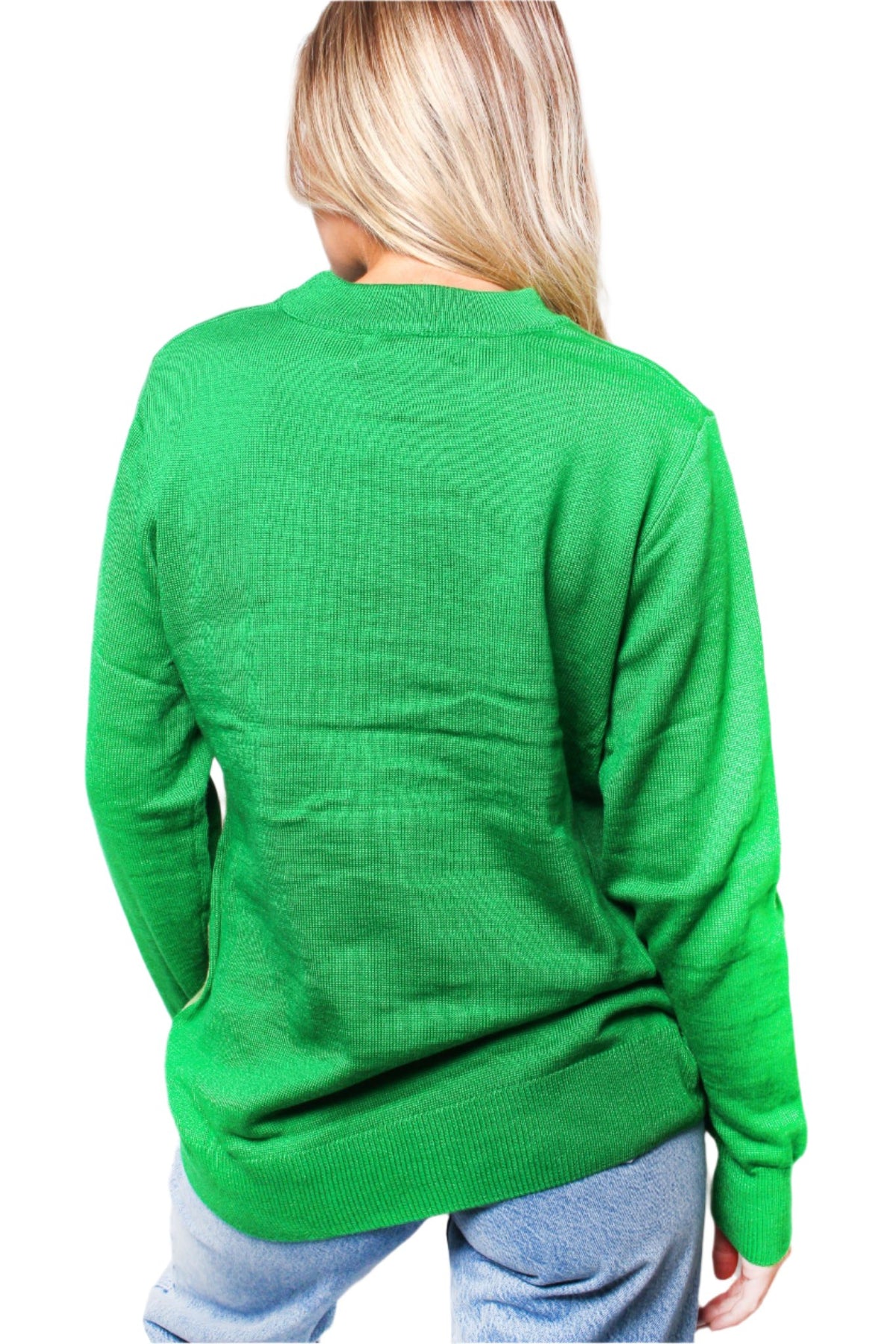 Women's Crew Neck Long Sleeves Knit Christmas Print Sweater