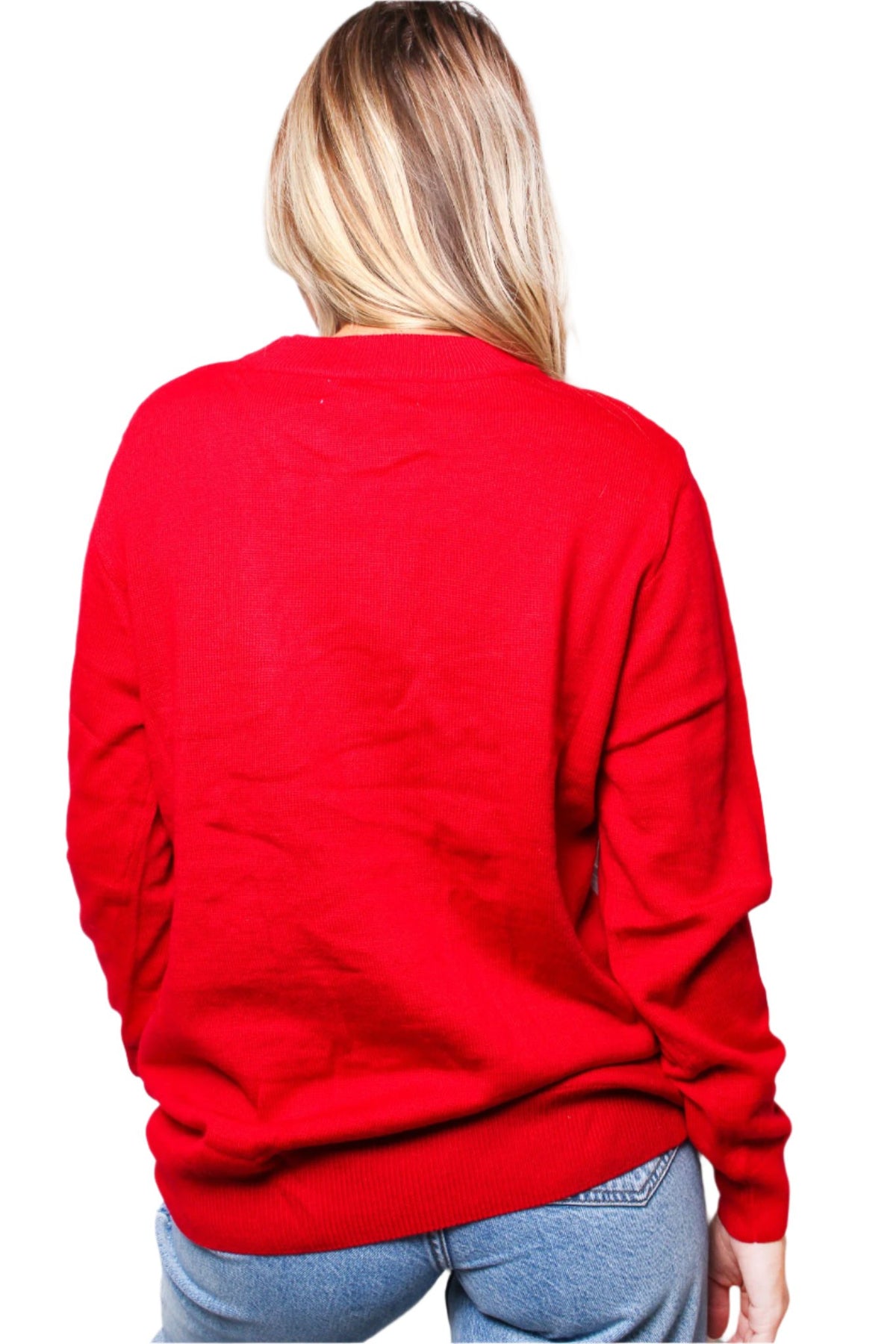 Women's Crew Neck Long Sleeves Knit Christmas Print Sweater
