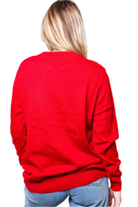 Women's Crew Neck Long Sleeves Knit Christmas Print Sweater