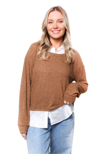Women's Two-For-One Sweater Shirt Combo Top