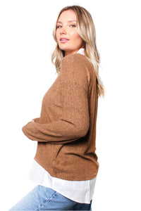 Women's Two-For-One Sweater Shirt Combo Top