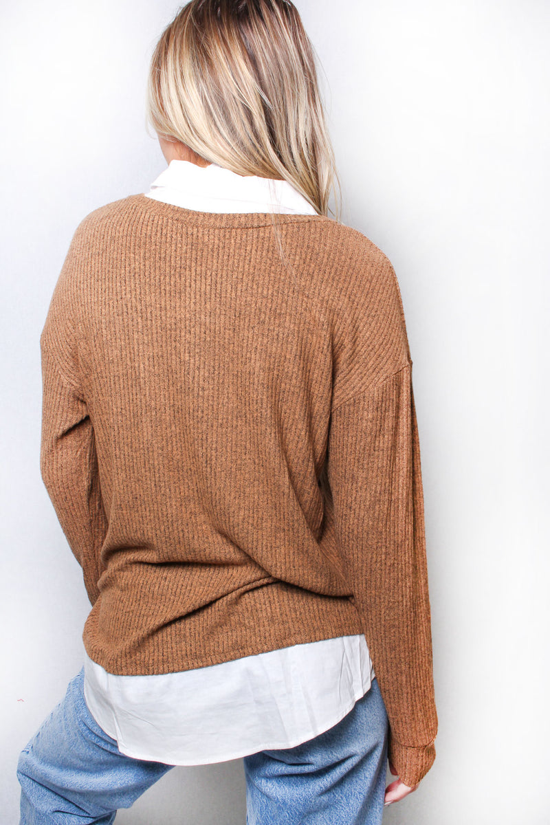 Women's Two-For-One Sweater Shirt Combo Top