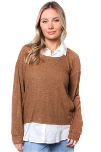 Women's Two-For-One Sweater Shirt Combo Top