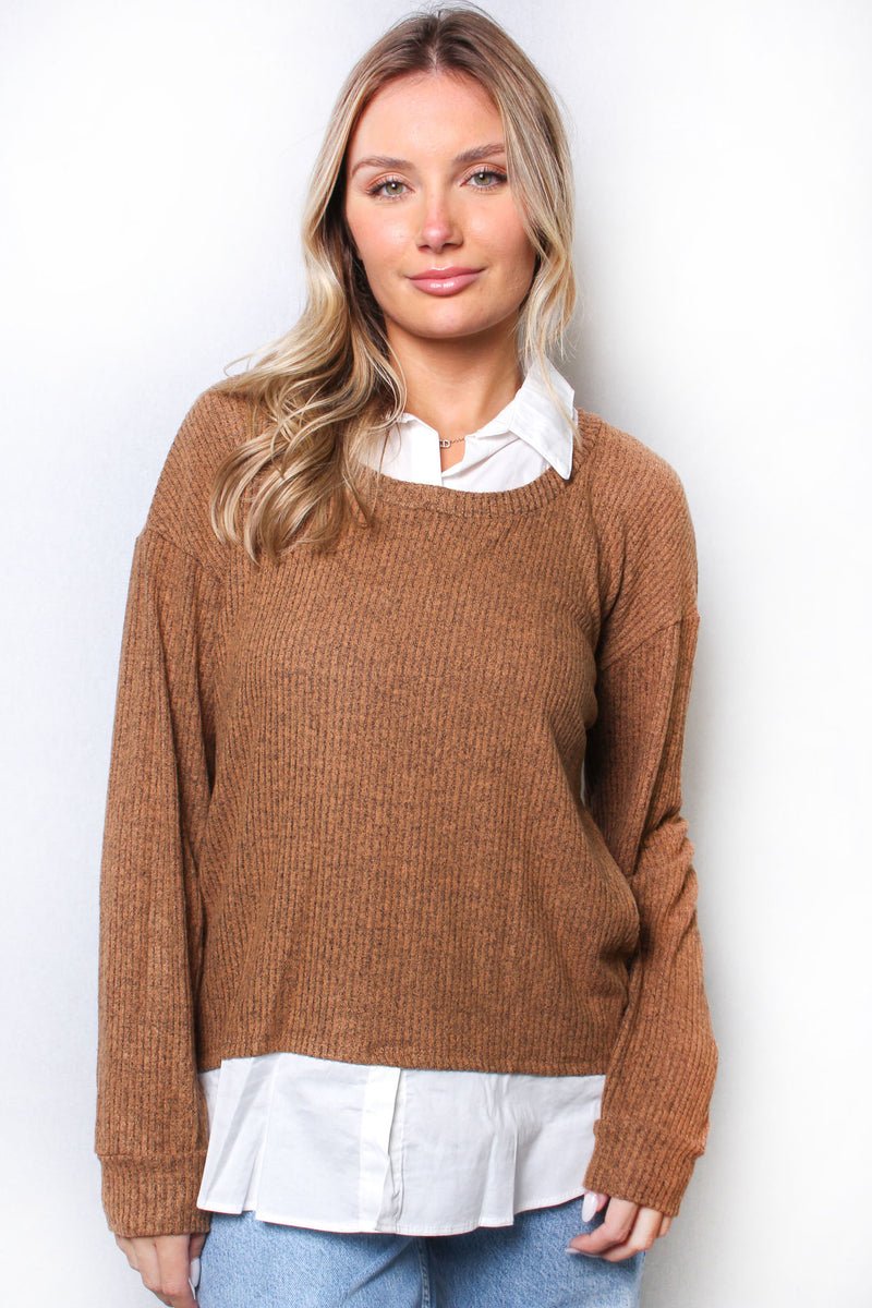 Women's Two-For-One Sweater Shirt Combo Top