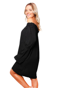 Women's Long Sleeve Ruffle Off The Shoulder Loose Mini Dress
