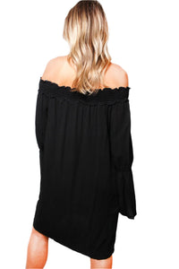 Women's Long Sleeve Ruffle Off The Shoulder Loose Mini Dress