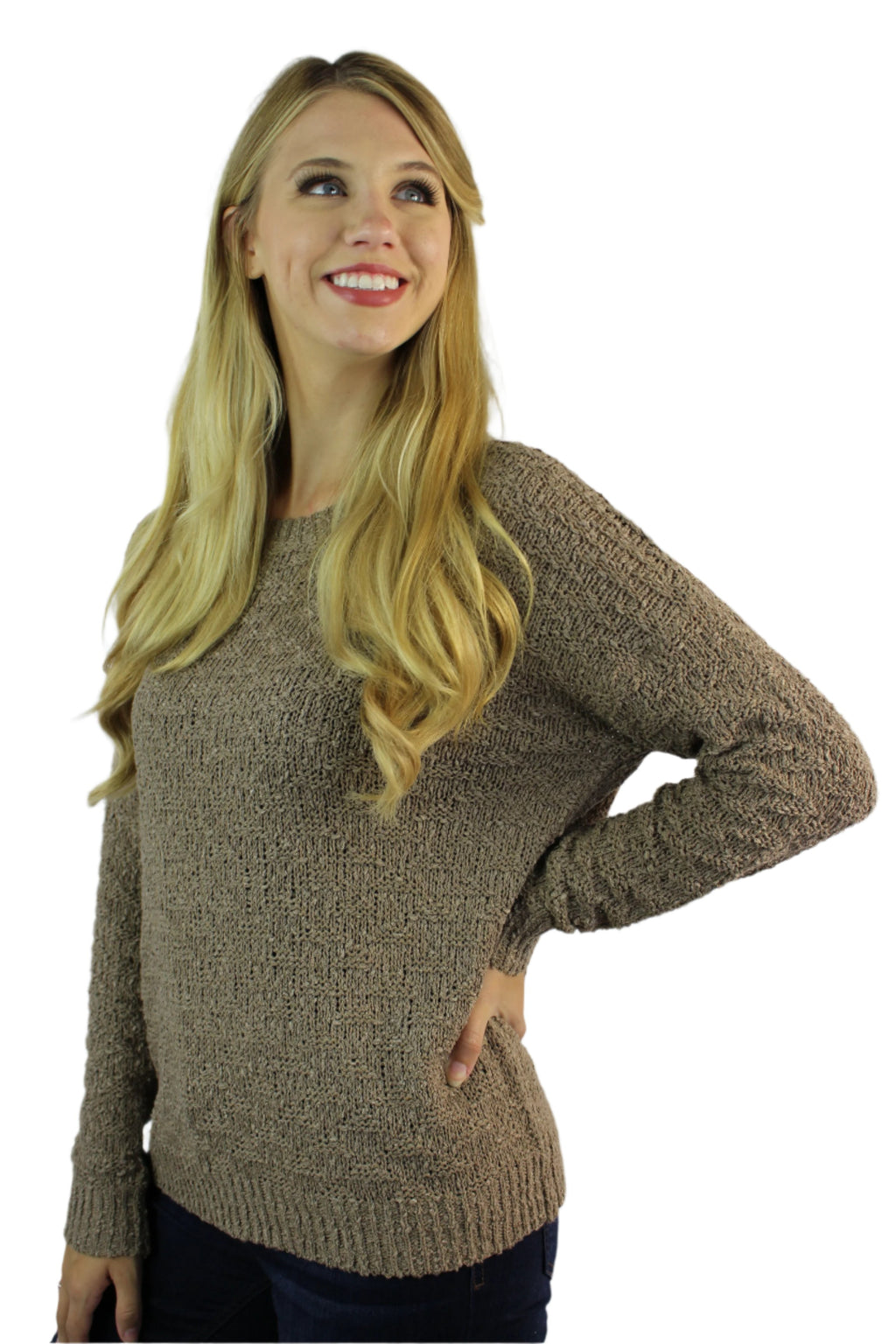 Women's Long Sleeve Round Neck Knitted Sweater