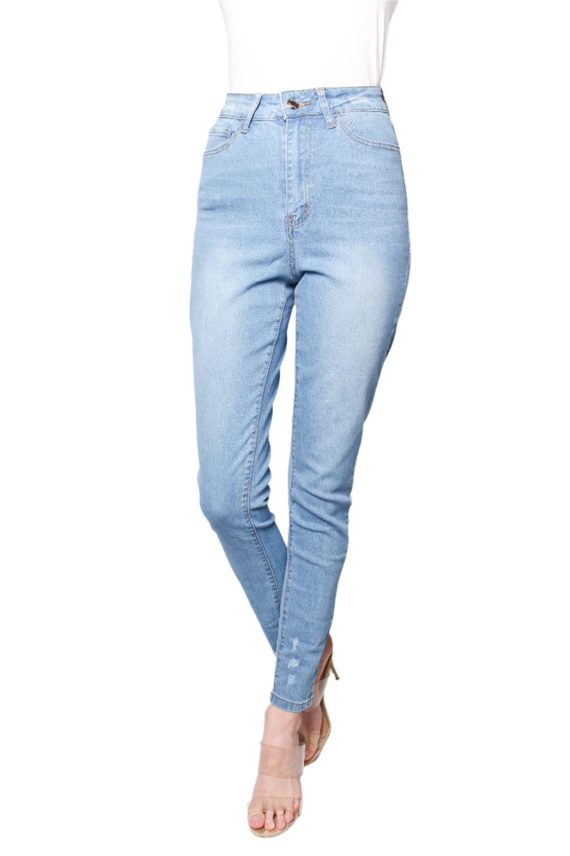 Women's High Waist Light Wash Skinny Jeans