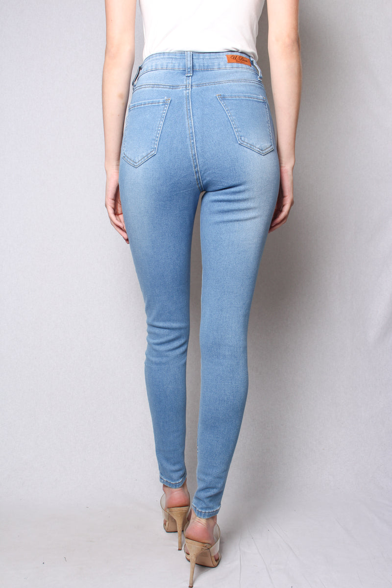 Women's High Waist Button Front Skinny Jeans