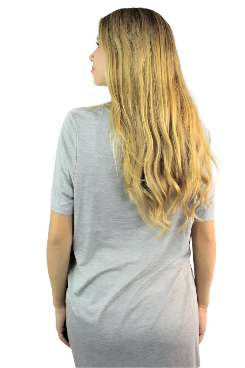 Women's Short Sleeve Loose Fit V Neck Basic Top