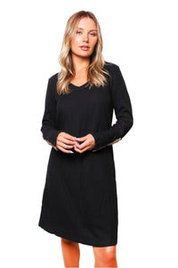 Women's Long Sleeve Ribbed Cuff Detail Mini Dress