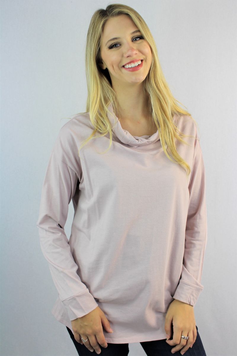 Women's Long Sleeve Cowl Neck Solid Top