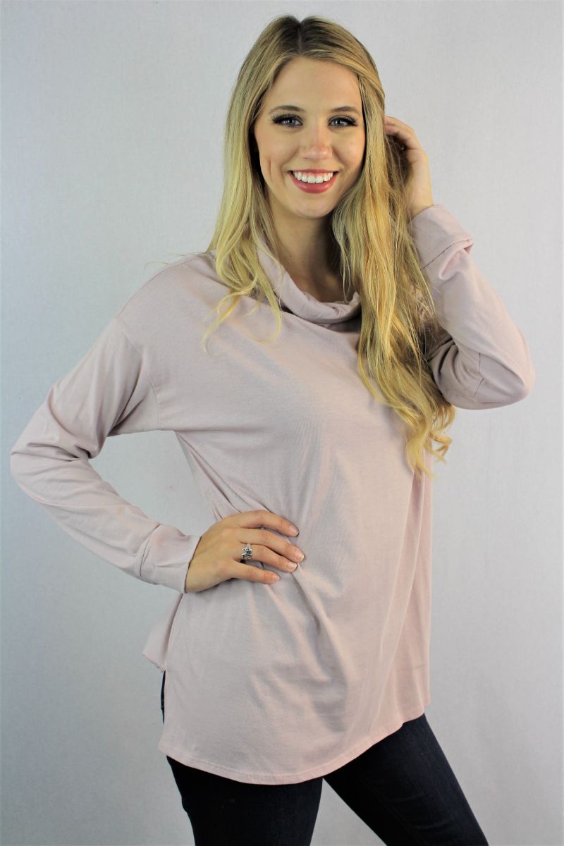 Women's Long Sleeve Cowl Neck Solid Top