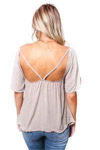 Women's Short Sleeve Strappy Cut Out Top