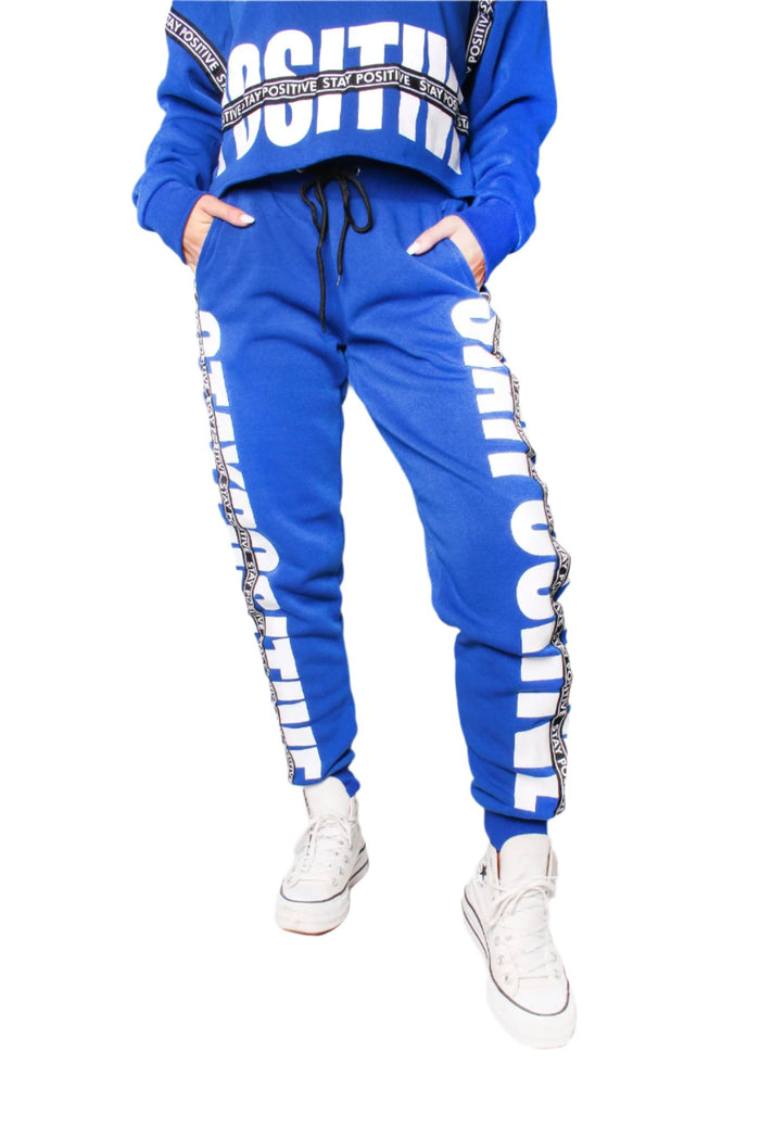 Women's High Waisted Drawstring Letter Print Side Jogger Pants