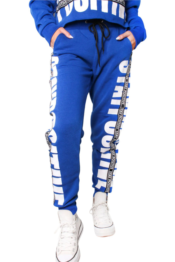 Women's High Waisted Drawstring Letter Print Side Jogger Pants