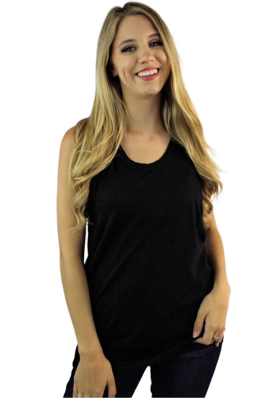 Women's Black Scoop Neck Halter Tank Top