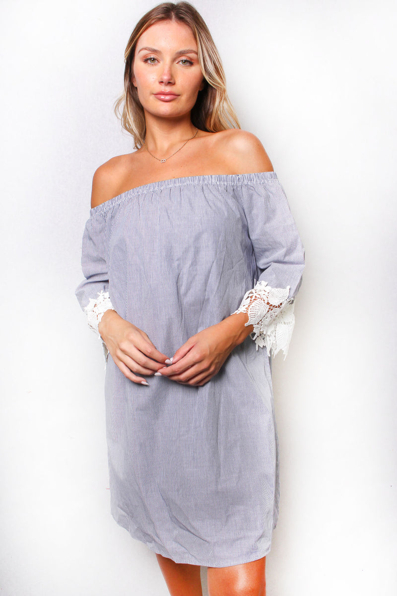 Women's Off The Shoulder Lace Embroidered Mini Dress