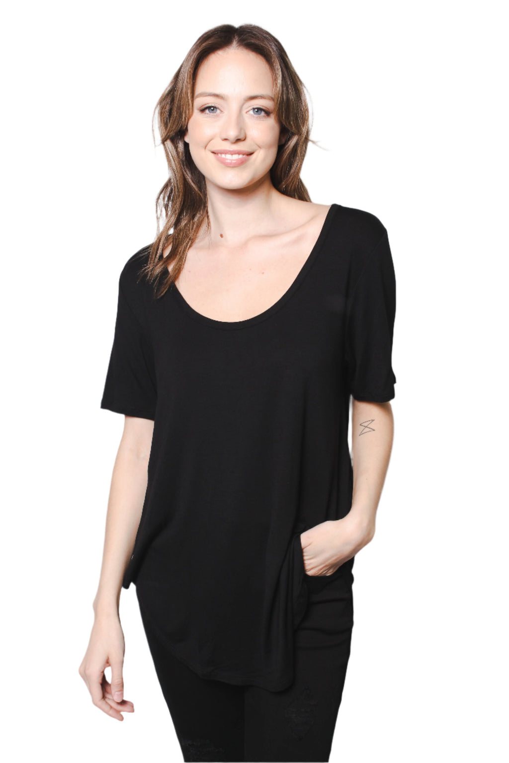 Women's Short Sleeve Scoop Neck Basic Top