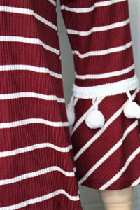 Women's Bell Sleeve Ruffle Stripe Top With Detail