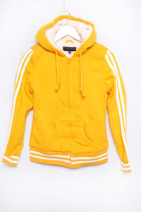 Women's Zip Up Stripes Sherpa Lined Hooded Jacket