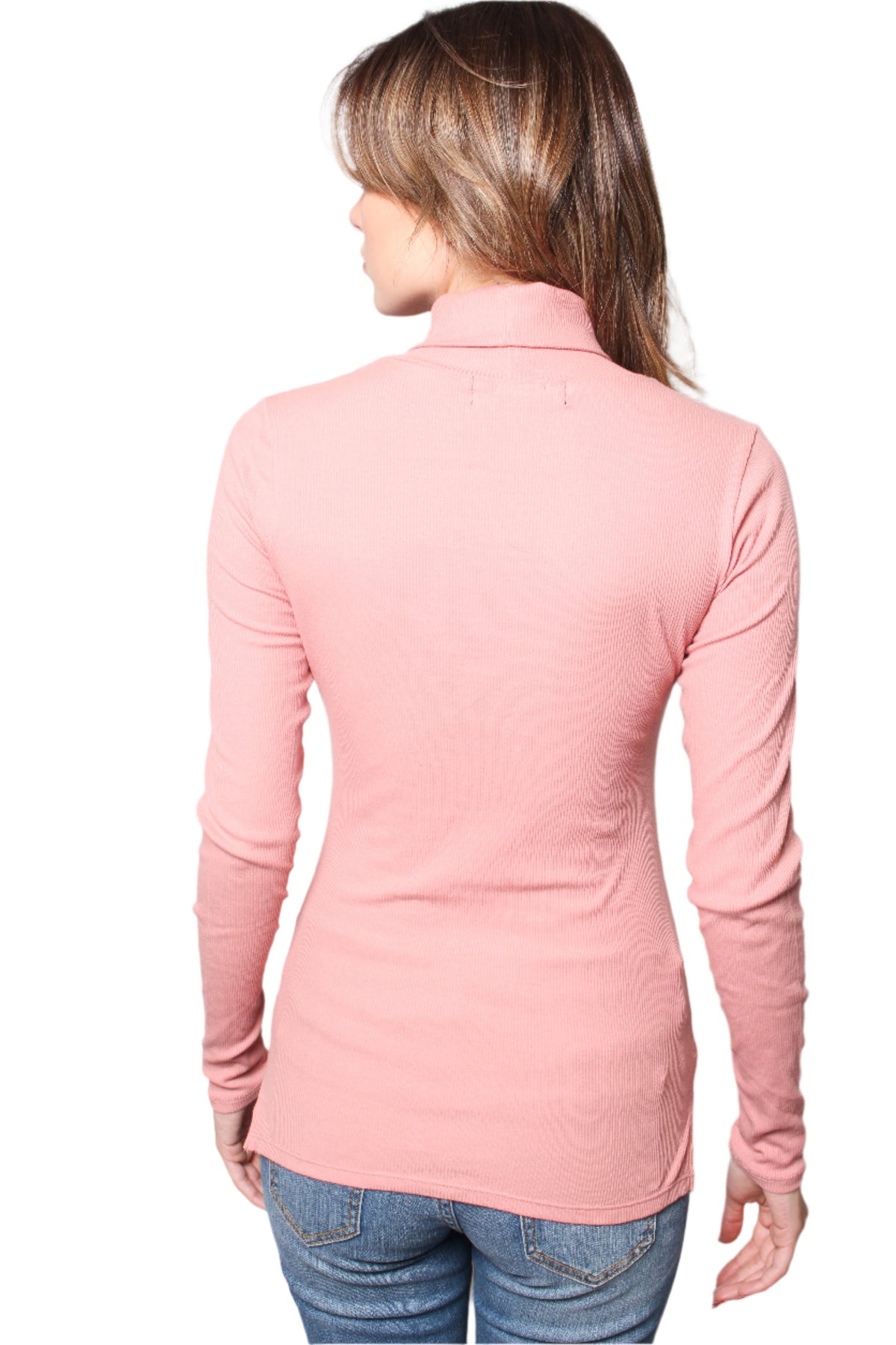 Women's Ribbed Turtle Neck Long Sleeve Top