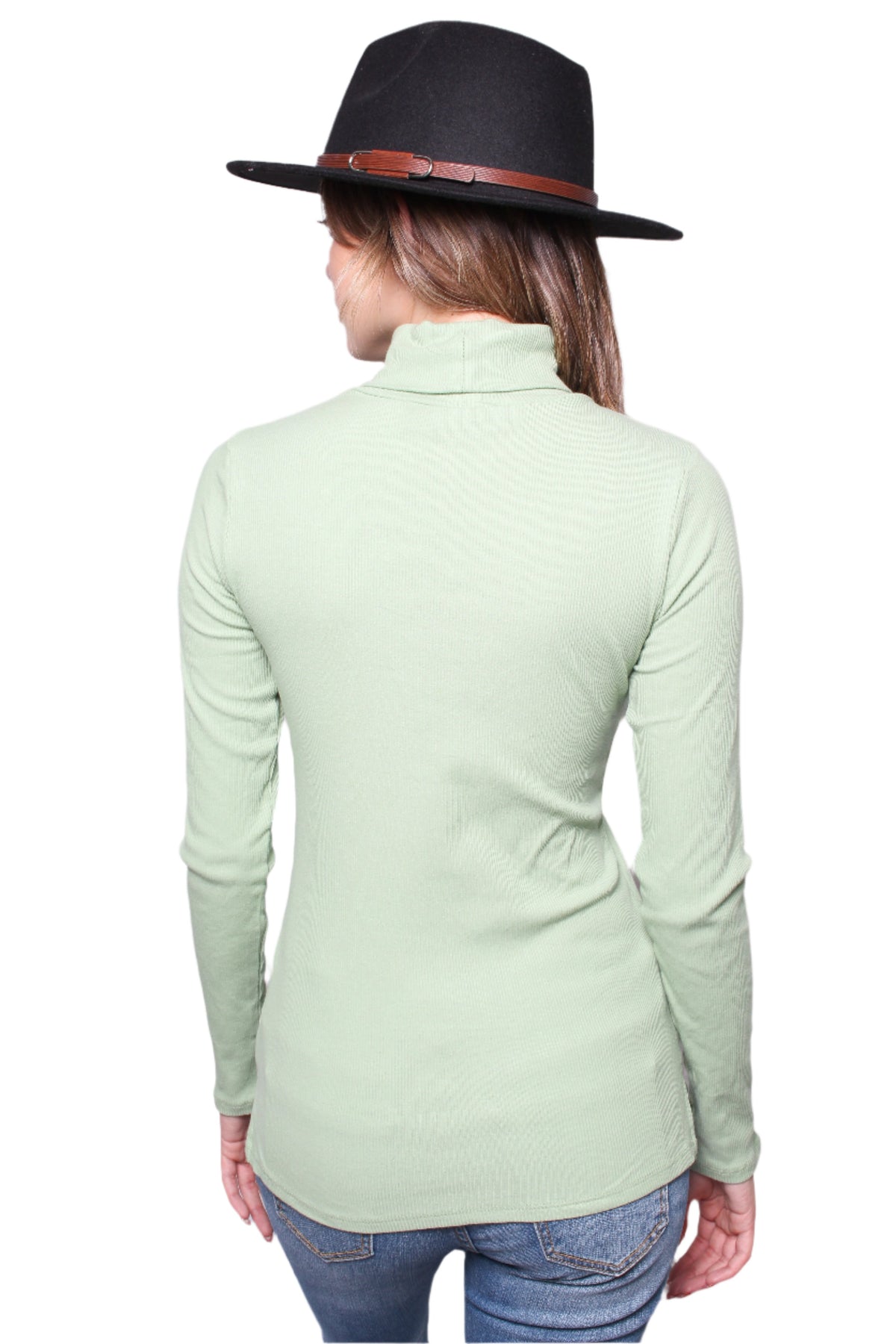 Women's Ribbed Turtle Neck Long Sleeve Top