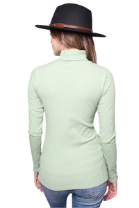 Women's Ribbed Turtle Neck Long Sleeve Top