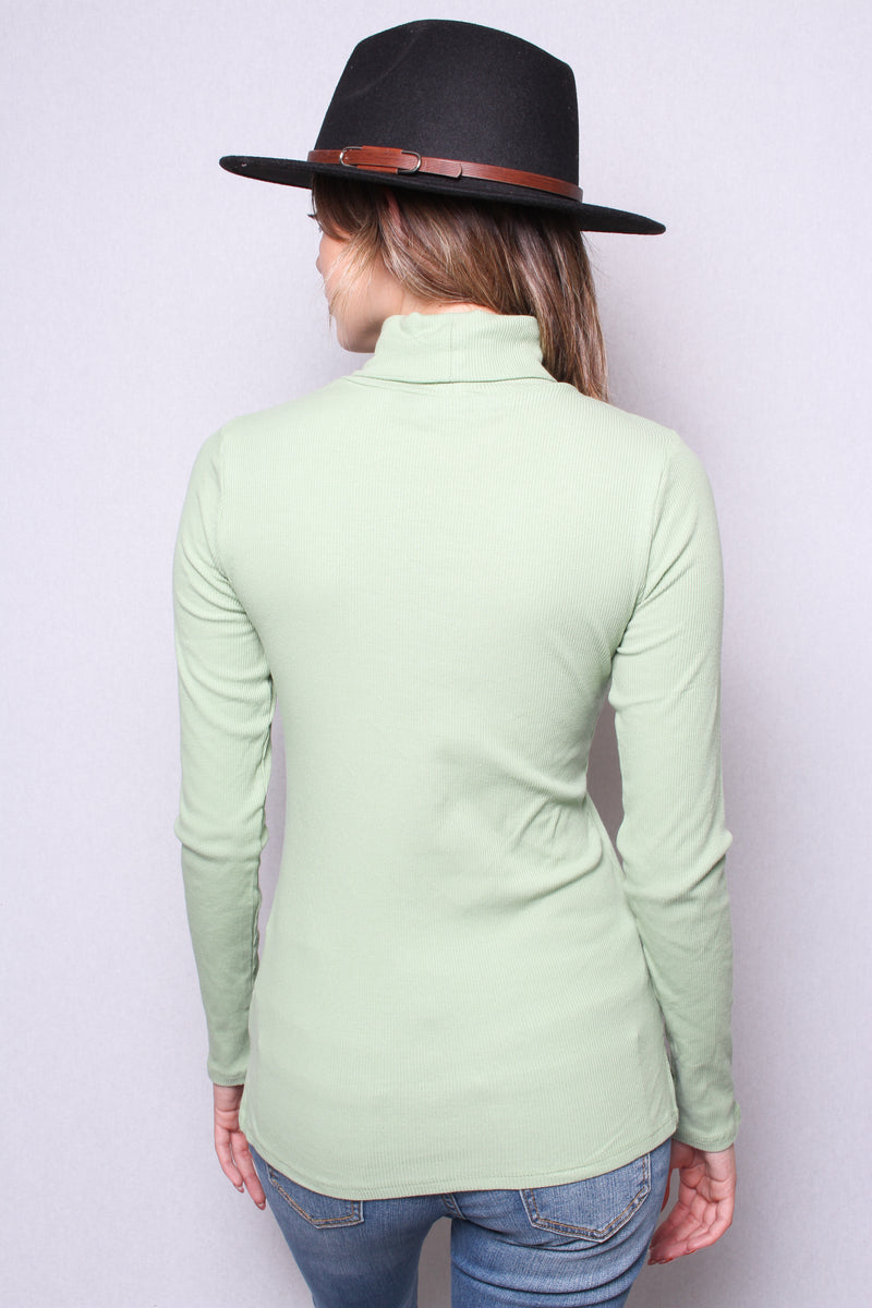 Women's Ribbed Turtle Neck Long Sleeve Top